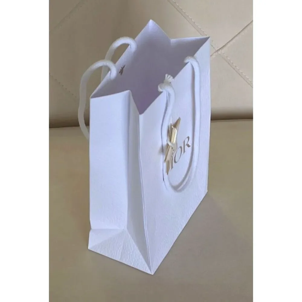 Dior Empty Shopping White Gift Bag w/ Gold Logo Star & Tissue 9